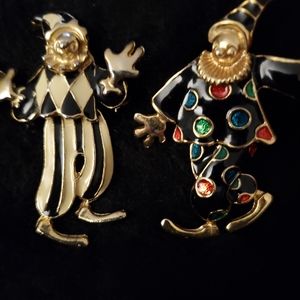 Vintage movable enamel clown pins brooch (2)